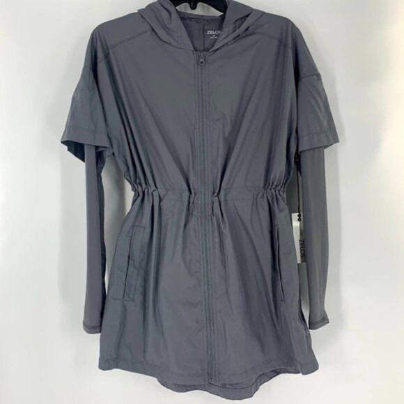 Zelos Gray 2fer Windbreaker Jacket w/ Long Sleeves - Picture 2 of 7